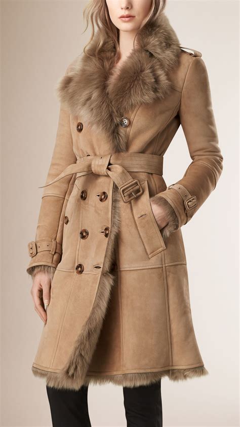 burberry shepskin jacket|burberry trench coat women.